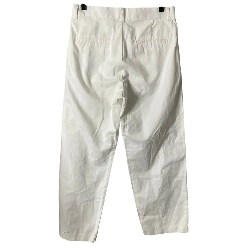 H&M Pants Womens 30 White Linen Blend Career Relaxed fit